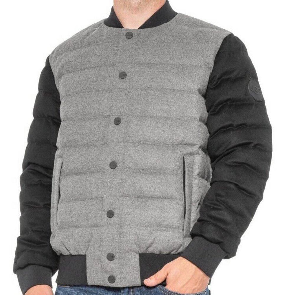 NEW $395 UGG Australia Gavin Down Bomber Jacket!  Gray  Technical Wool Shell